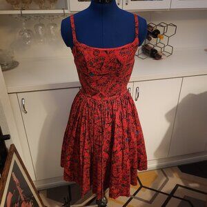 Pinup Couture Spanish Fans Jenny Dress Red Small